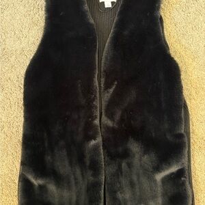Liz Claiborne Size XL Black Faux Fur Vest